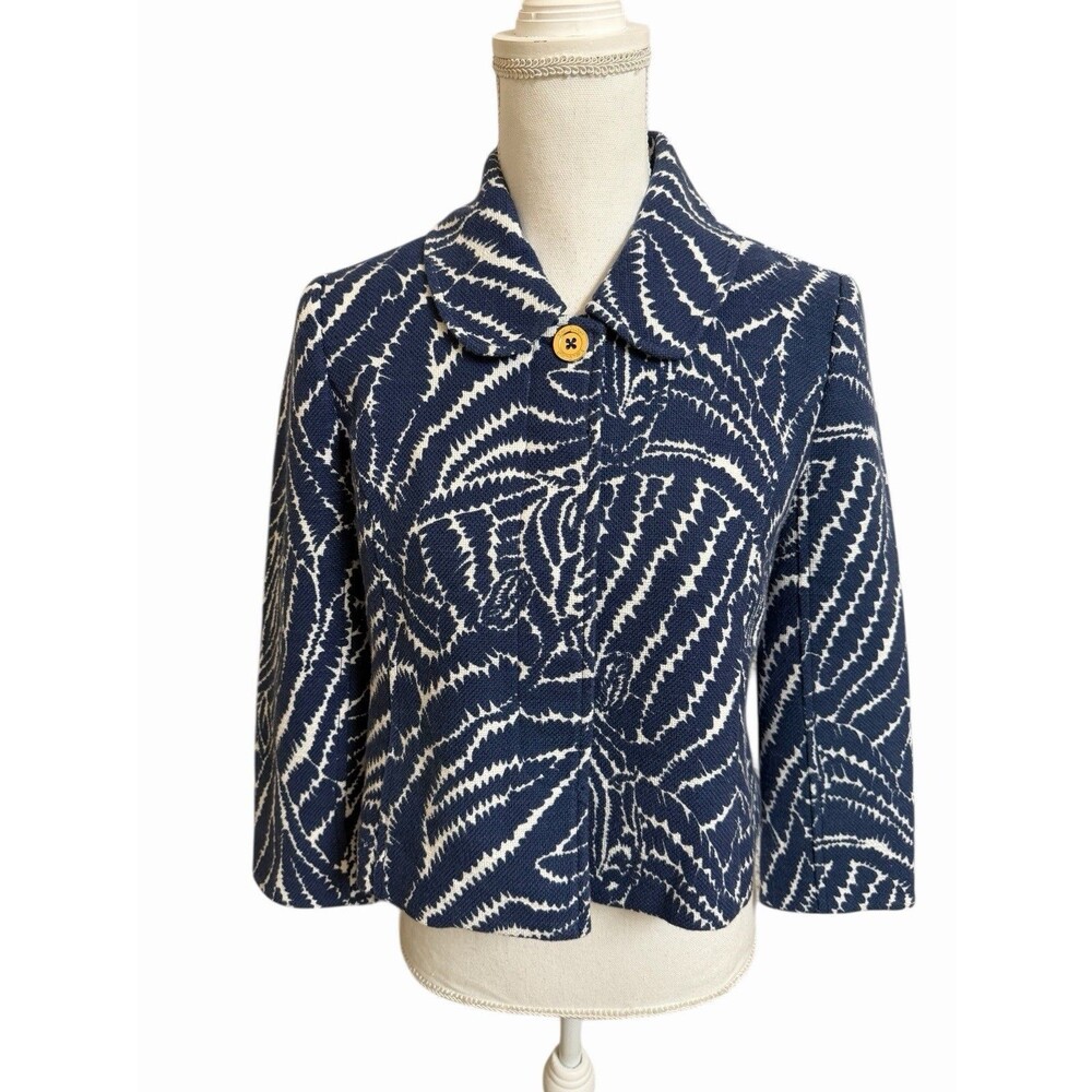 Lilly Pulitzer Sz 2 Beauford Navy Show Your Stripes Zebra Short Blazer Jacket